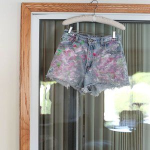 Rialto Jean Project Vintage Levi's Hand-Painted 550 Denim Shorts